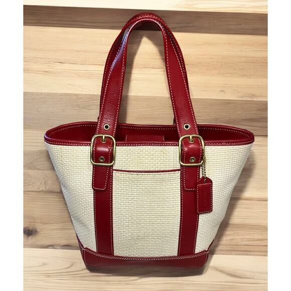 Vintage Coach 8909 Woven Straw Tote - Picture 1 of 16